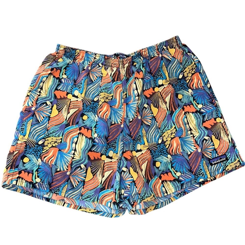 Patagonia Men's‎ Nylon Shorts L Green Elastic Waist Outdoor Hiking Casual 5"
